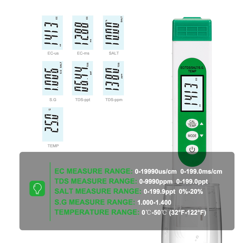 Marine Aquarium Water Testing - TDS EC SALT S.G TEMP 수질