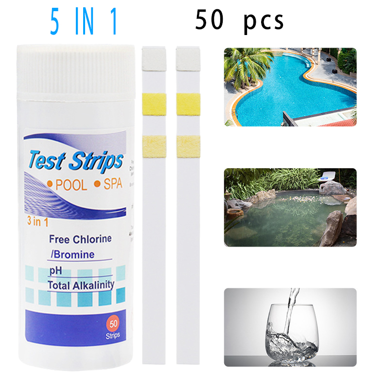새로운 50 개/대 다목적 5 in 1 염소 PH 테스 - Marine Test Kit 리뷰 및 가격